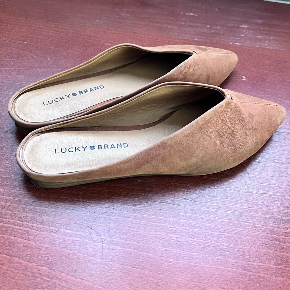 Lucky Brand leather upper slide sandals 7.5M - Picture 1 of 5